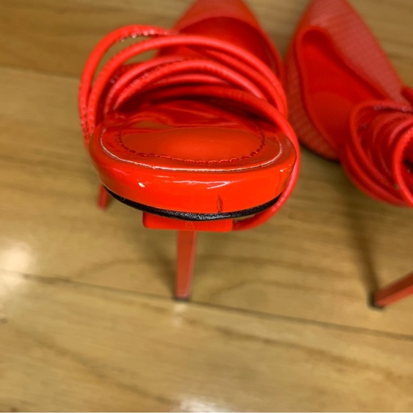 Jessica Rich Women's Exotic Red Strap Lace Up Pointy High Heels - Size 36 - Picture 5 of 12